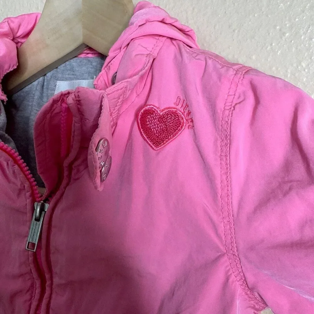 Diesel Jacket Baby Girl 12M Pink Hooded Full Zip Windbreaker